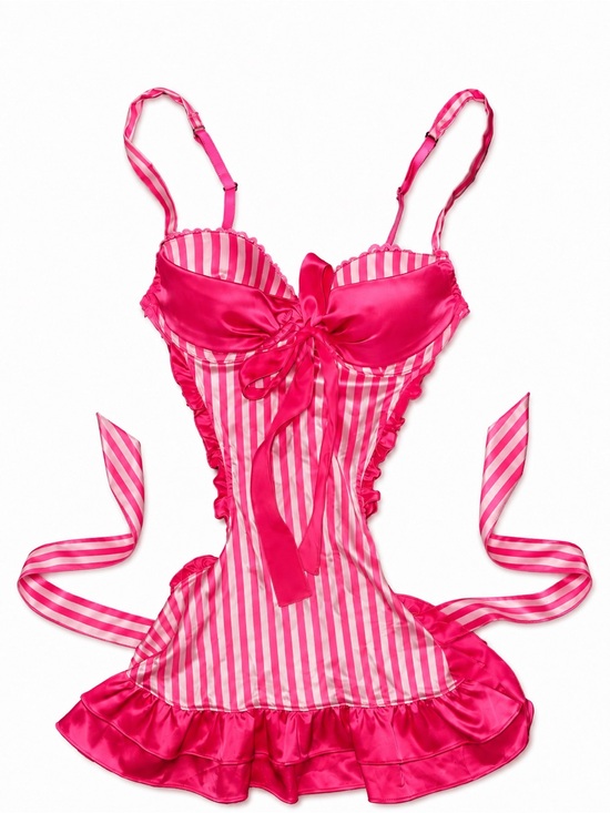 Victoria's Secret Other - Victoria’s Secret Sexy Little Things Candy Stripe Apron Chemise 34B Rare Y2K